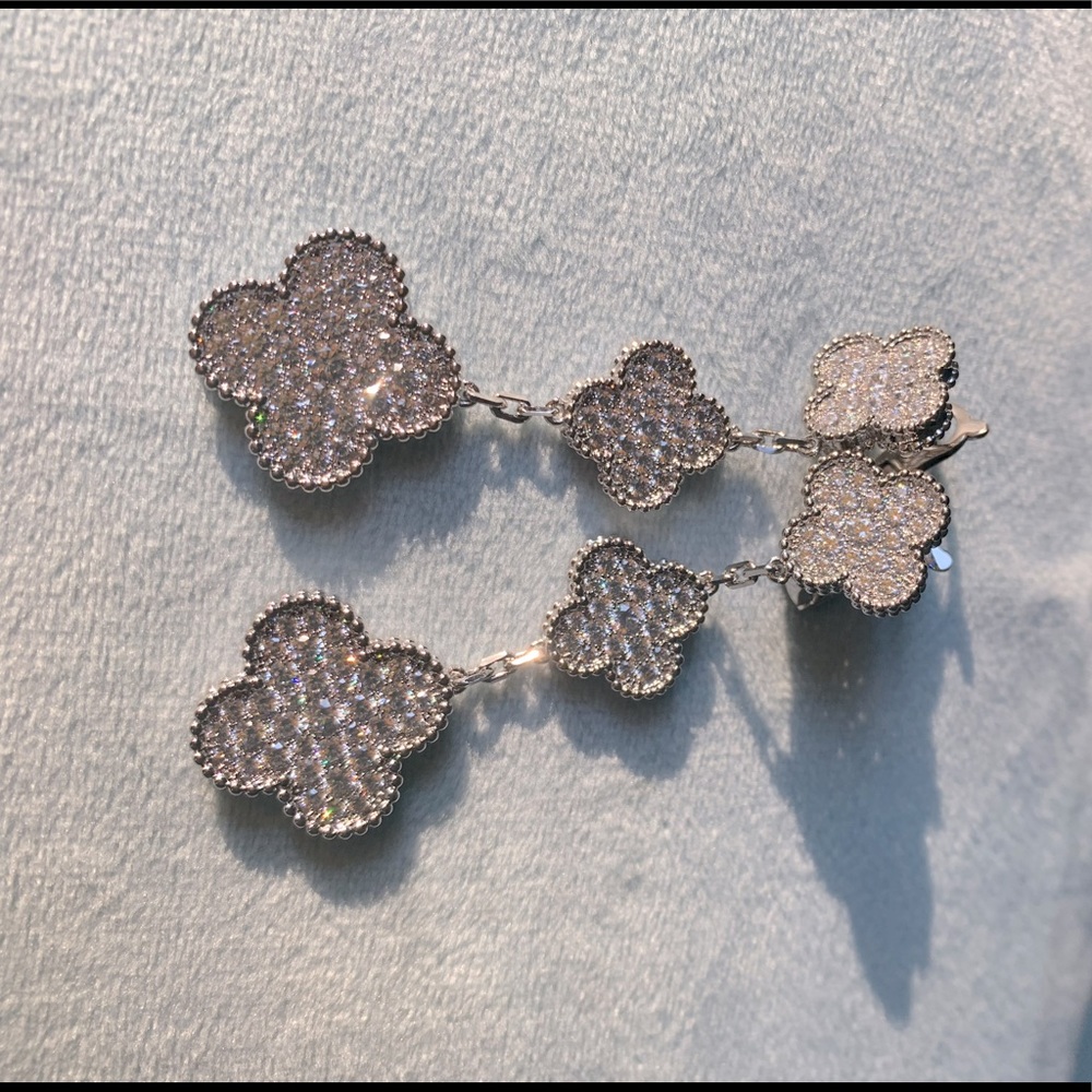 VCA Van Cleef triple alhambra charm earrings